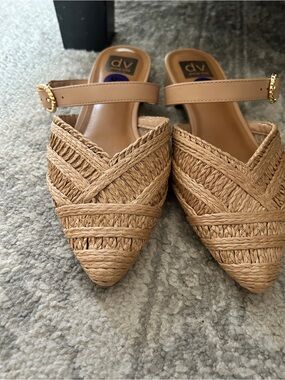 DV by Dolce Vita Tan Braided Pointed-Toe Mule with Ankle Strap
